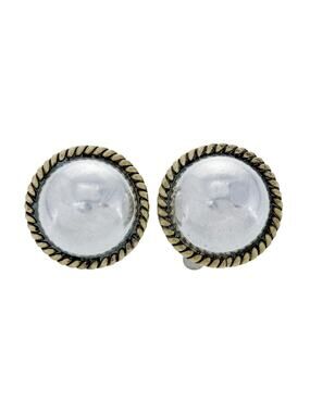 Southwest Mexico Laton Taxco TC-50 Sterling Silver Brass Rope Dome Earrings